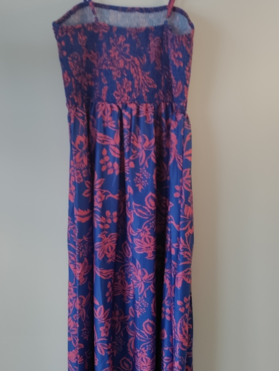 Maxi Sundress with Smocked Bust, Spaghetti Straps, Flowy A-Line Fit Size L - Picture 8 of 11